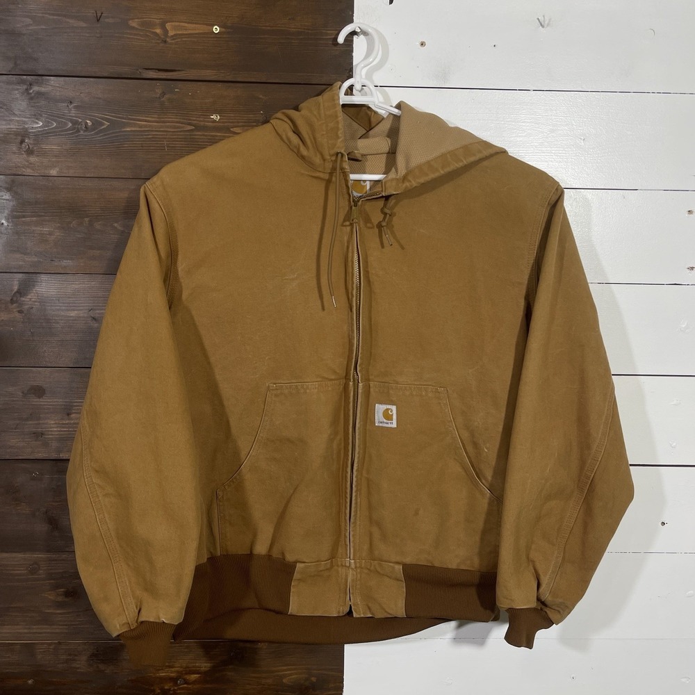 Vintage‎ Carhartt Hooded Brown Jacket RN#14806 J131BRN XL Regular USA Made